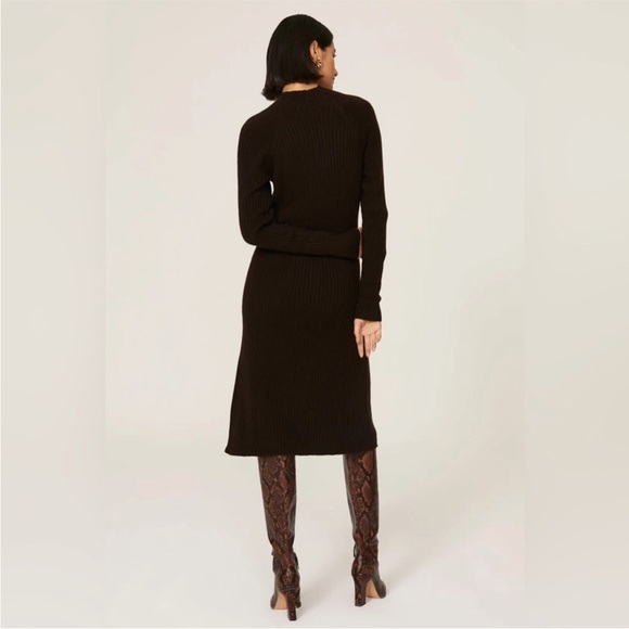 Thakoon Mock Neck Sweater Dress Large Chocolate Brown Wool Rent the Runway - Picture 2 of 10